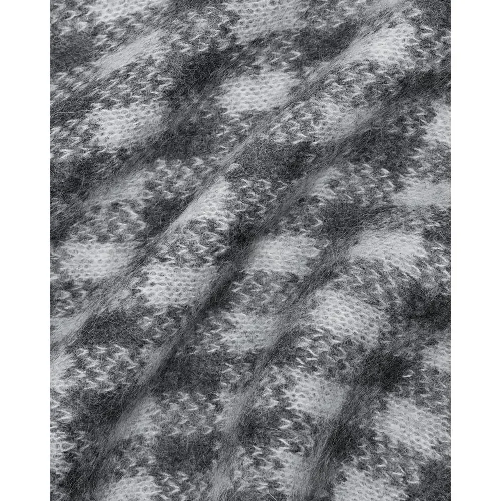 NWT Everlane Unisex The Alpaca Patterned Scarf Gray Buffalo Check One Size